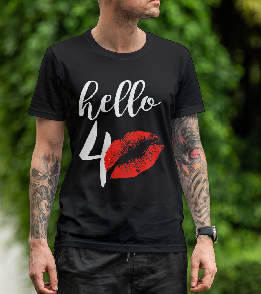 Hello 40 Red Lip Kisses Birthday T-Shirt