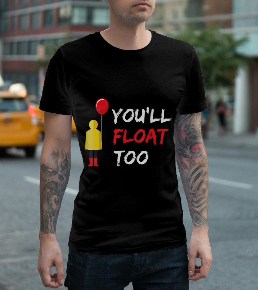 You'll Float Too Red Balloon Yellow Raincoat Doll T-Shirt