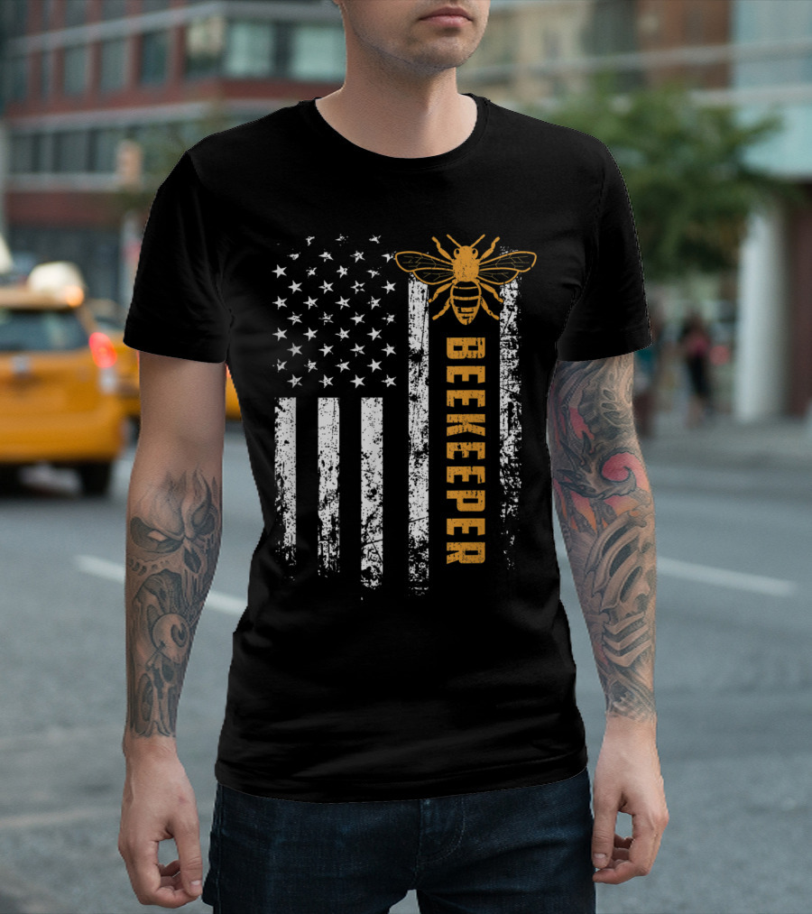 American Flag Beekeeper Save Bees T-Shirt