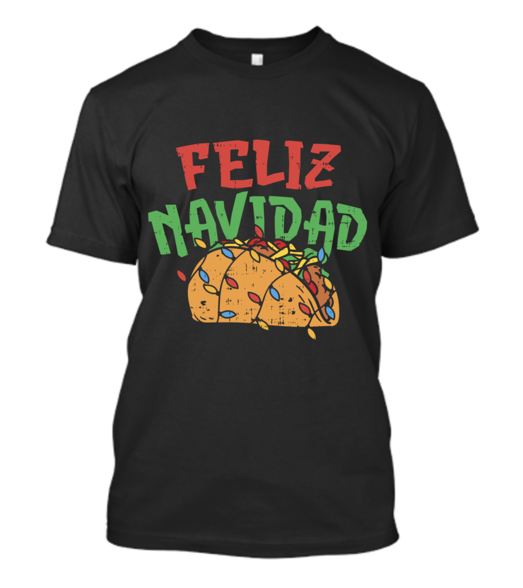 Feliz Navidad Tacos With Christmas Lights Mexican Food T-Shirt