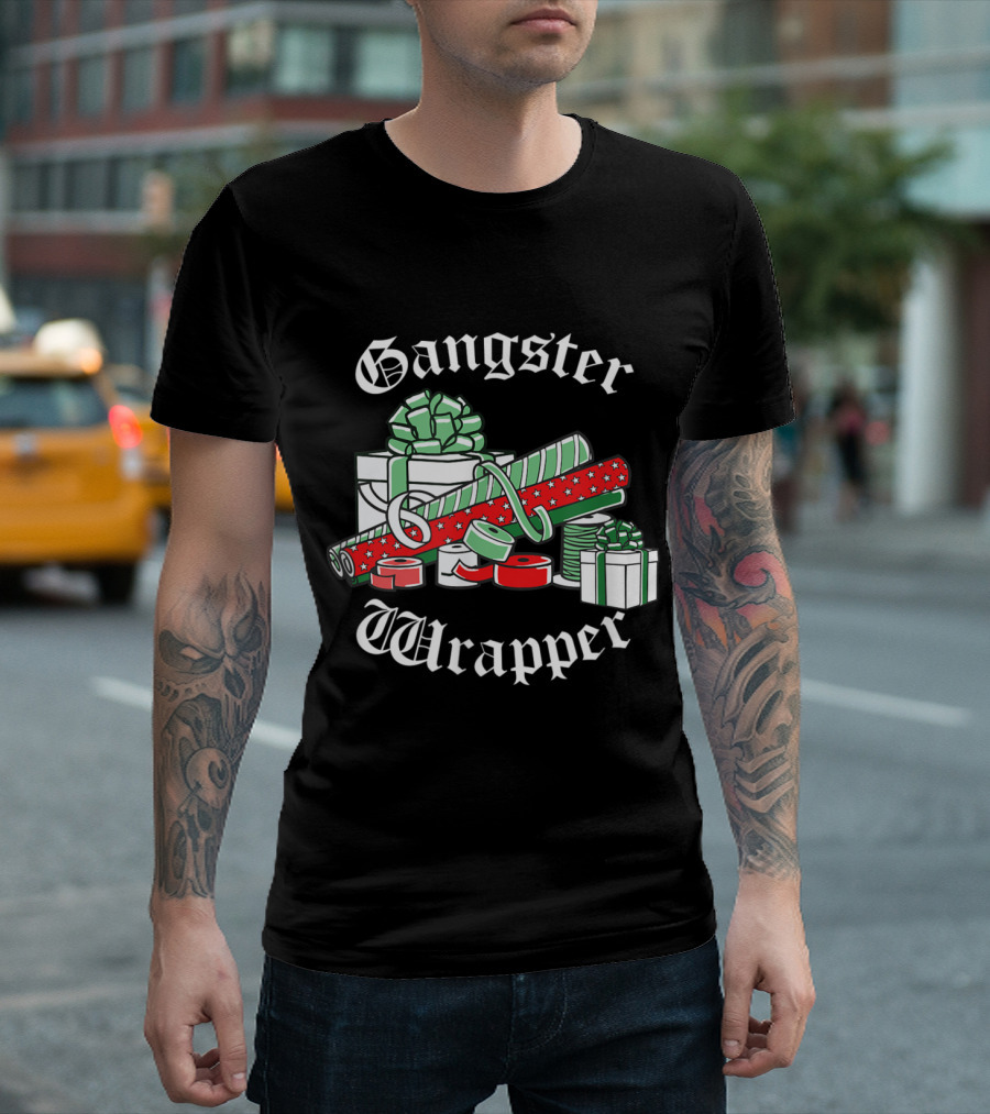 Gangster Wrapper Funny Christmas Presents Rolls and Ribbons T-Shirt