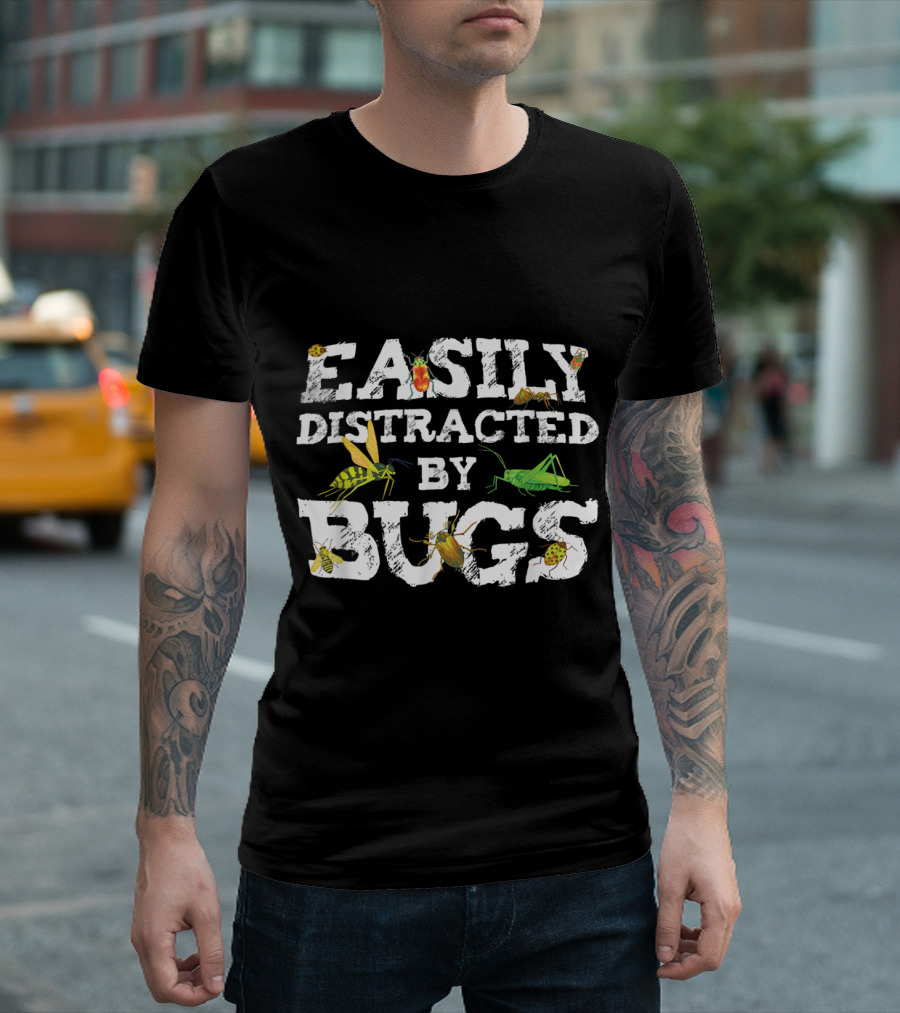 Easily Distracted By Bugs Entomologist Featuring Various Insects T-Shirt