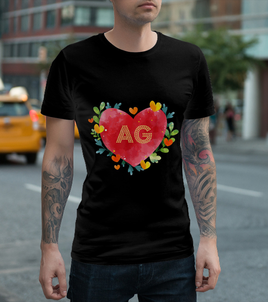 I Love AG Heart With Floral Elements T-Shirt