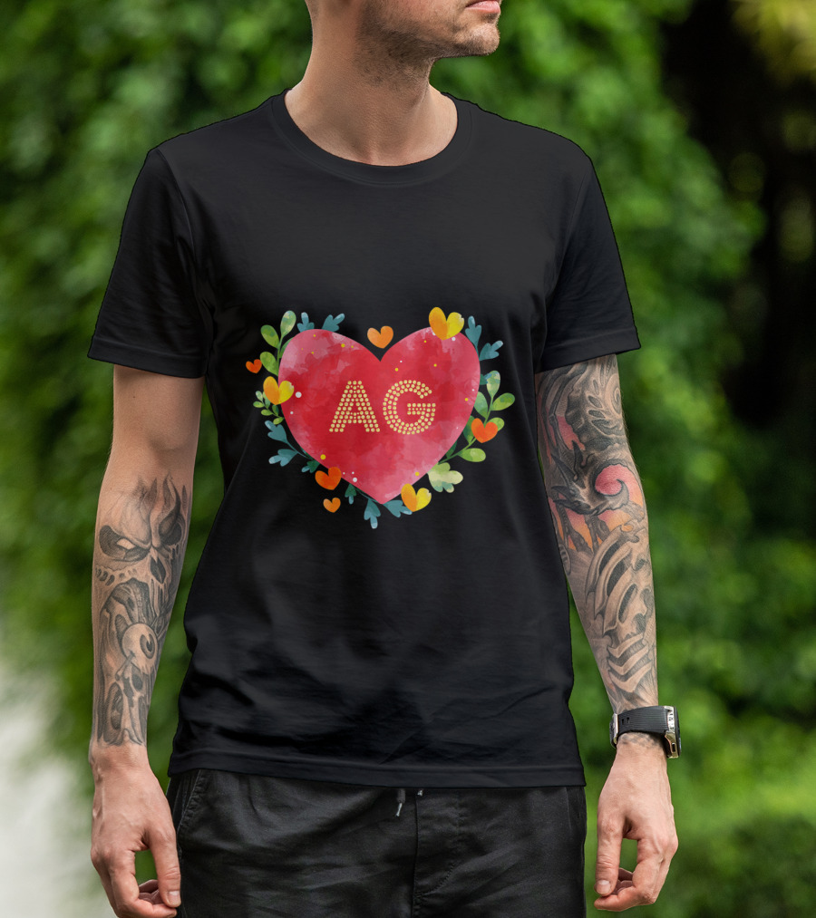 I Love AG Heart With Floral Elements T-Shirt