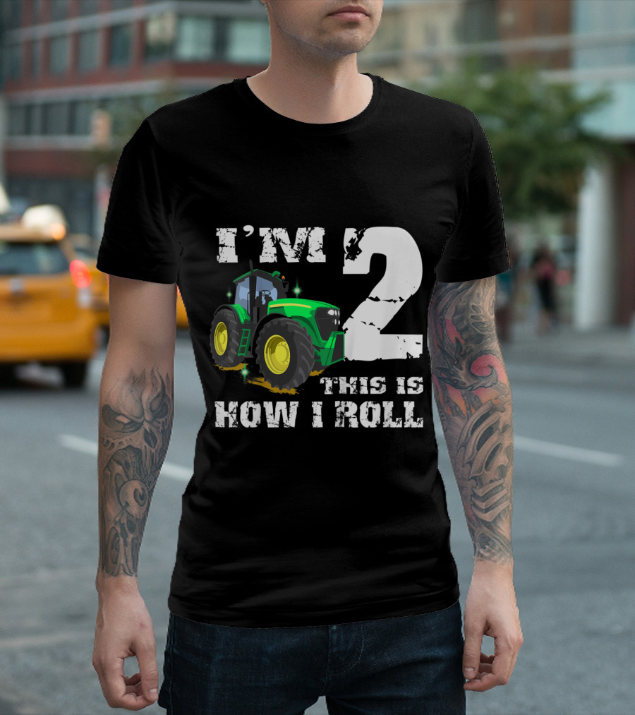 I'm 2 This Is How I Roll Farm Barnyard Tractor 2nd Birthday Party Kids T-Shirt