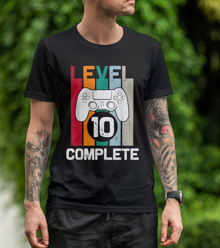 Level 10 Complete 10th Year Anniversary Gaming Celebration For Him T-Shirt