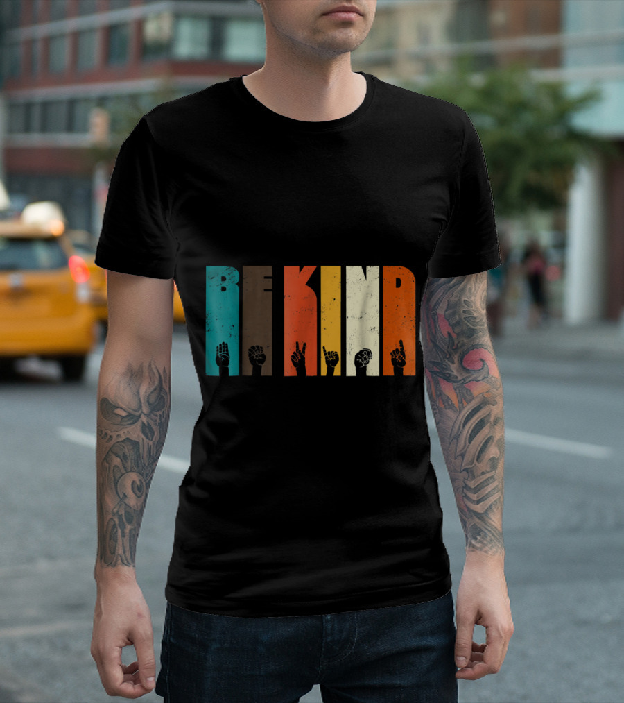 Be Kind Multicolor ASL Hands Sign Language T-Shirt