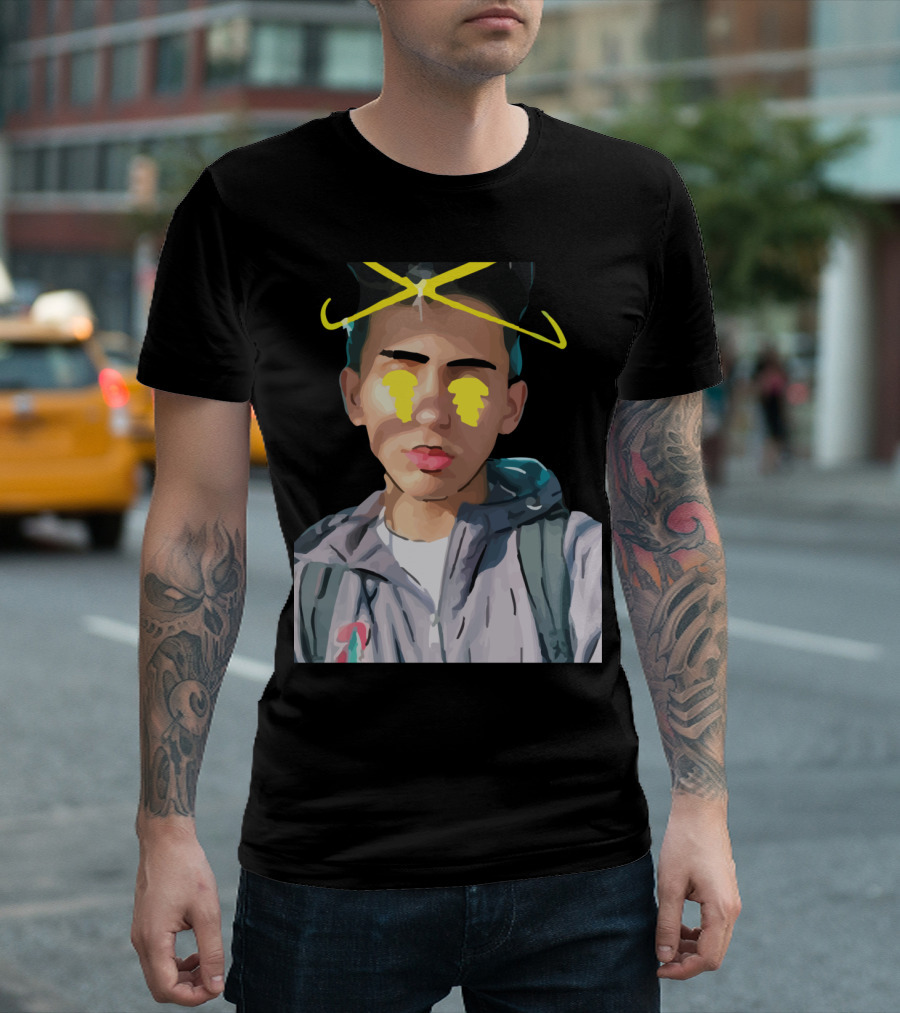 Blesiv Yellow Neon Halo Portrait With Tears T-Shirt
