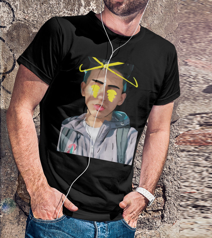 Blesiv Yellow Neon Halo Portrait With Tears T-Shirt