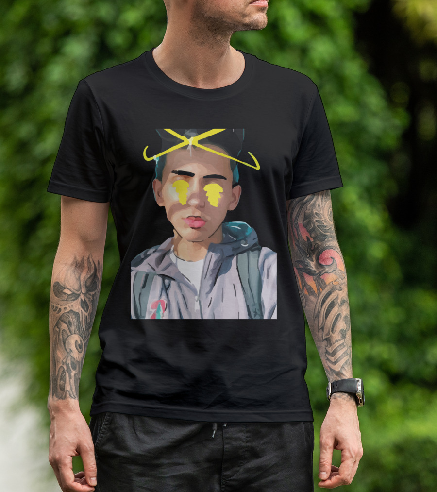 Blesiv Yellow Neon Halo Portrait With Tears T-Shirt