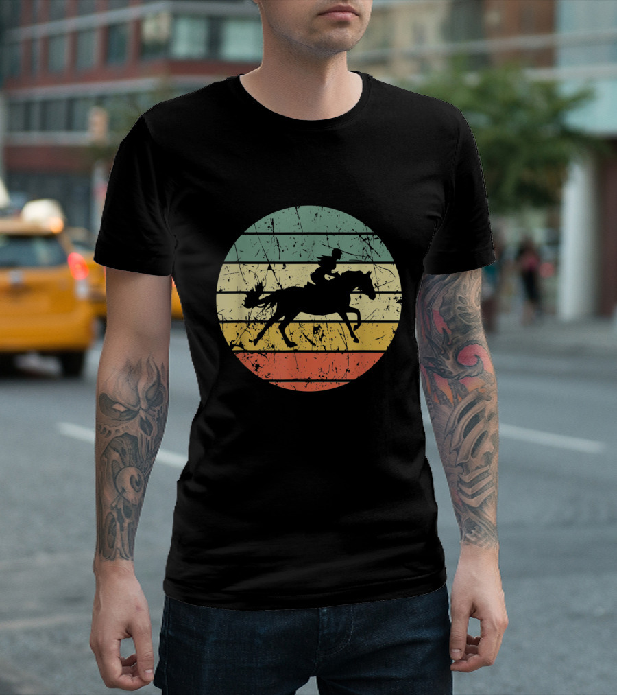 Retro Girl Horse Riding Teen Girls Ride Horses Lovers T-Shirt