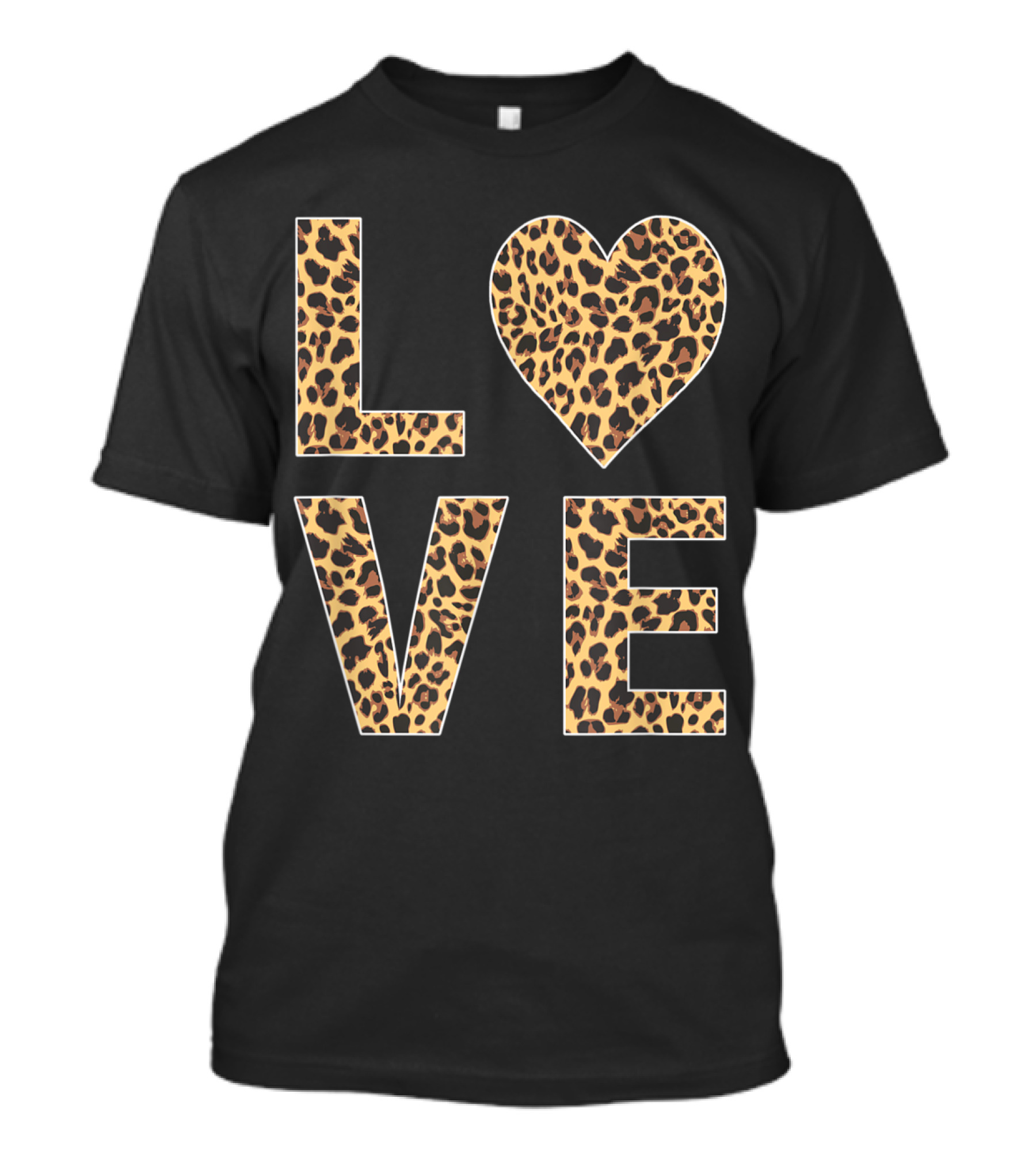 Leopard Skin Love Heart Typography T-Shirt