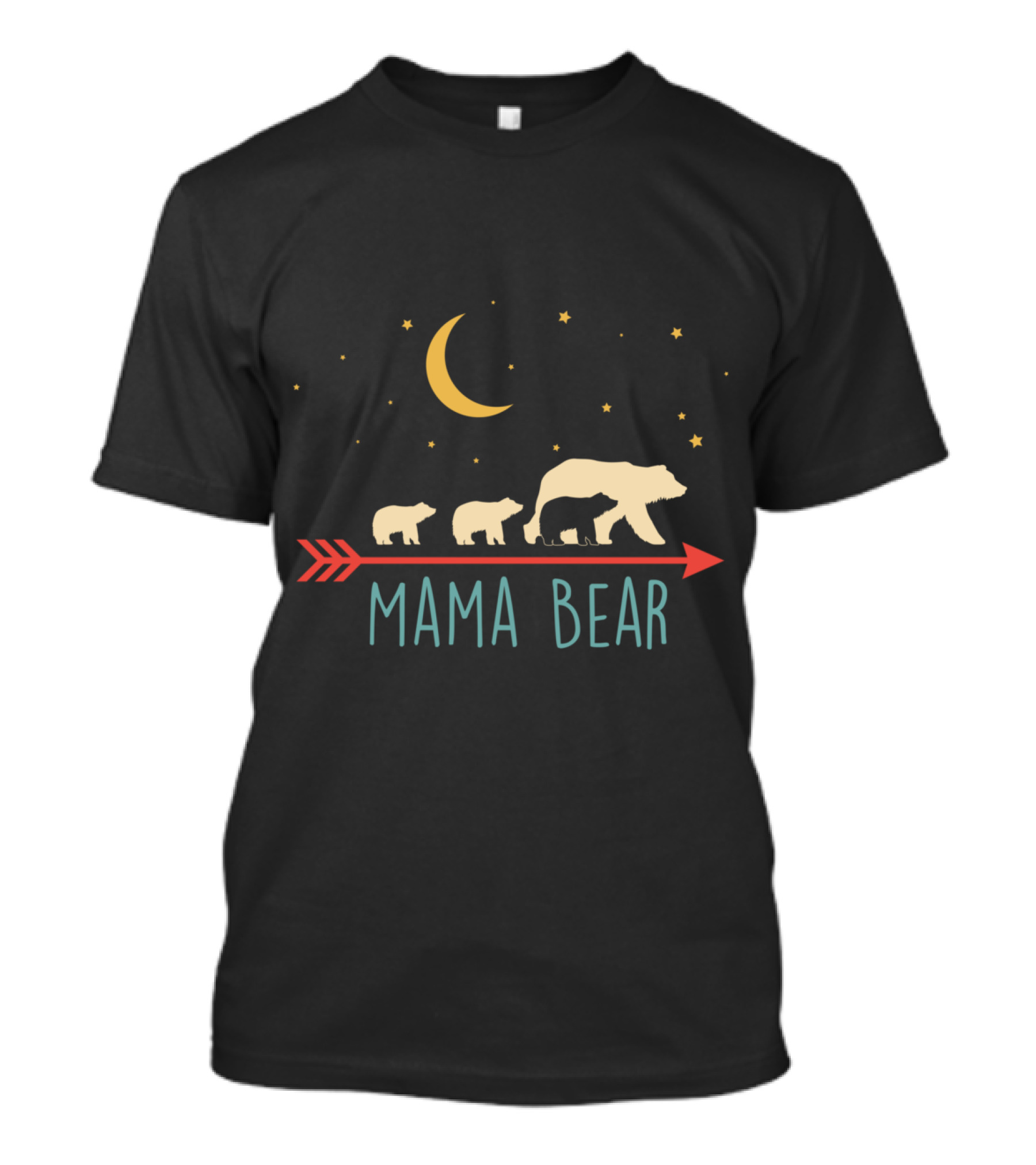 Mama Bear With Moon And Stars Arrow And 3 Cubs T-Shirt