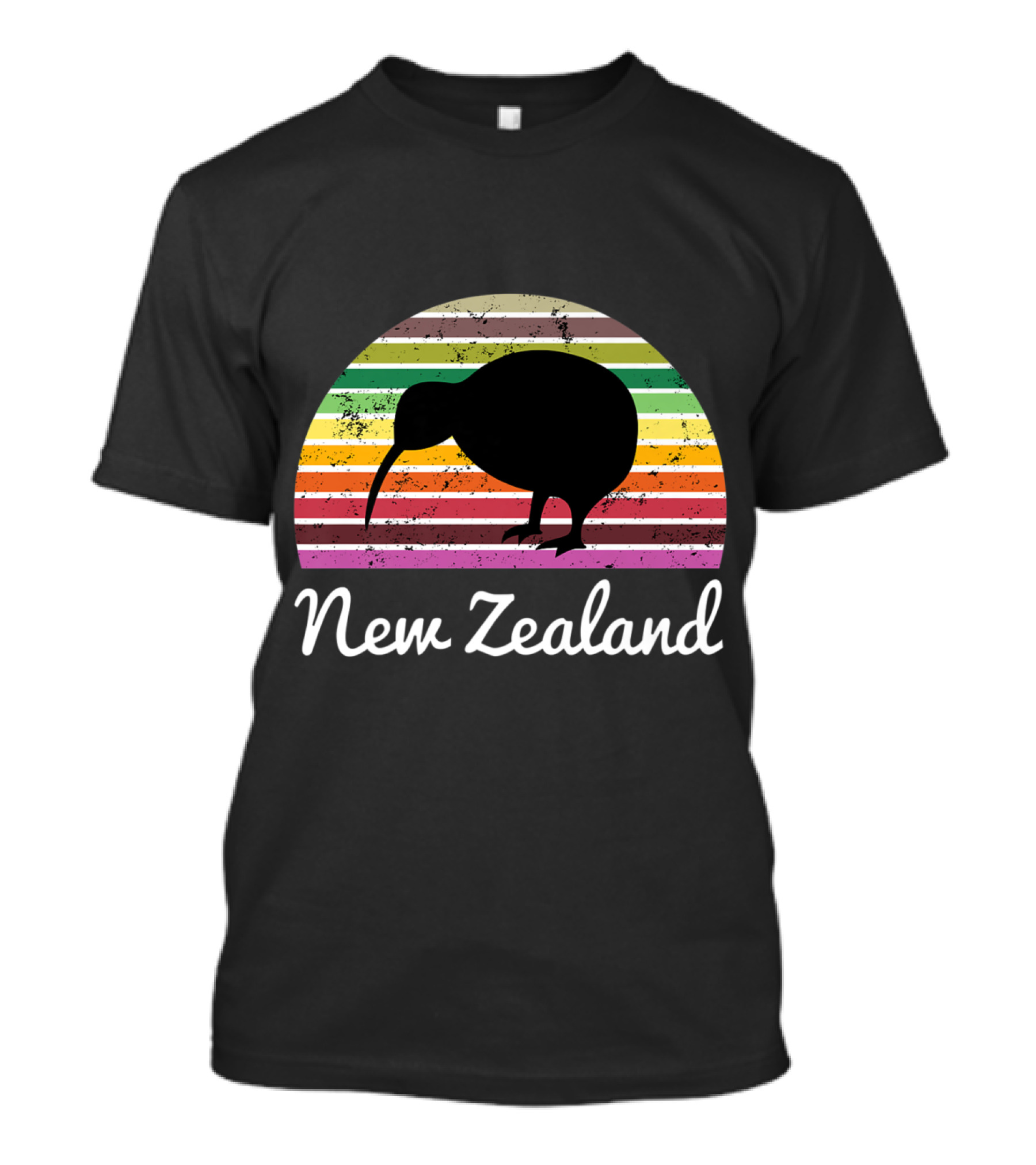 New Zealand Kiwi Bird Rainbow Stripes T-Shirt