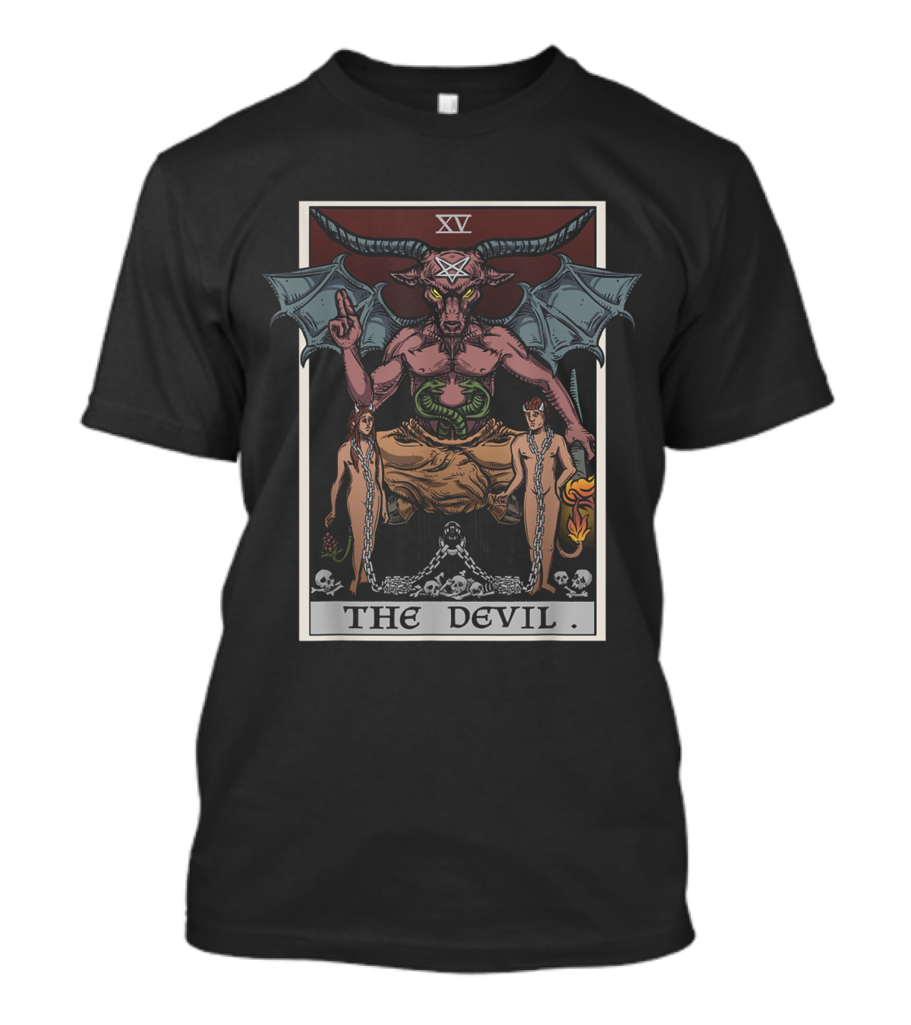 The Devil Tarot Card Baphomet Gothic Witch Clothing XV Symbols T-Shirt