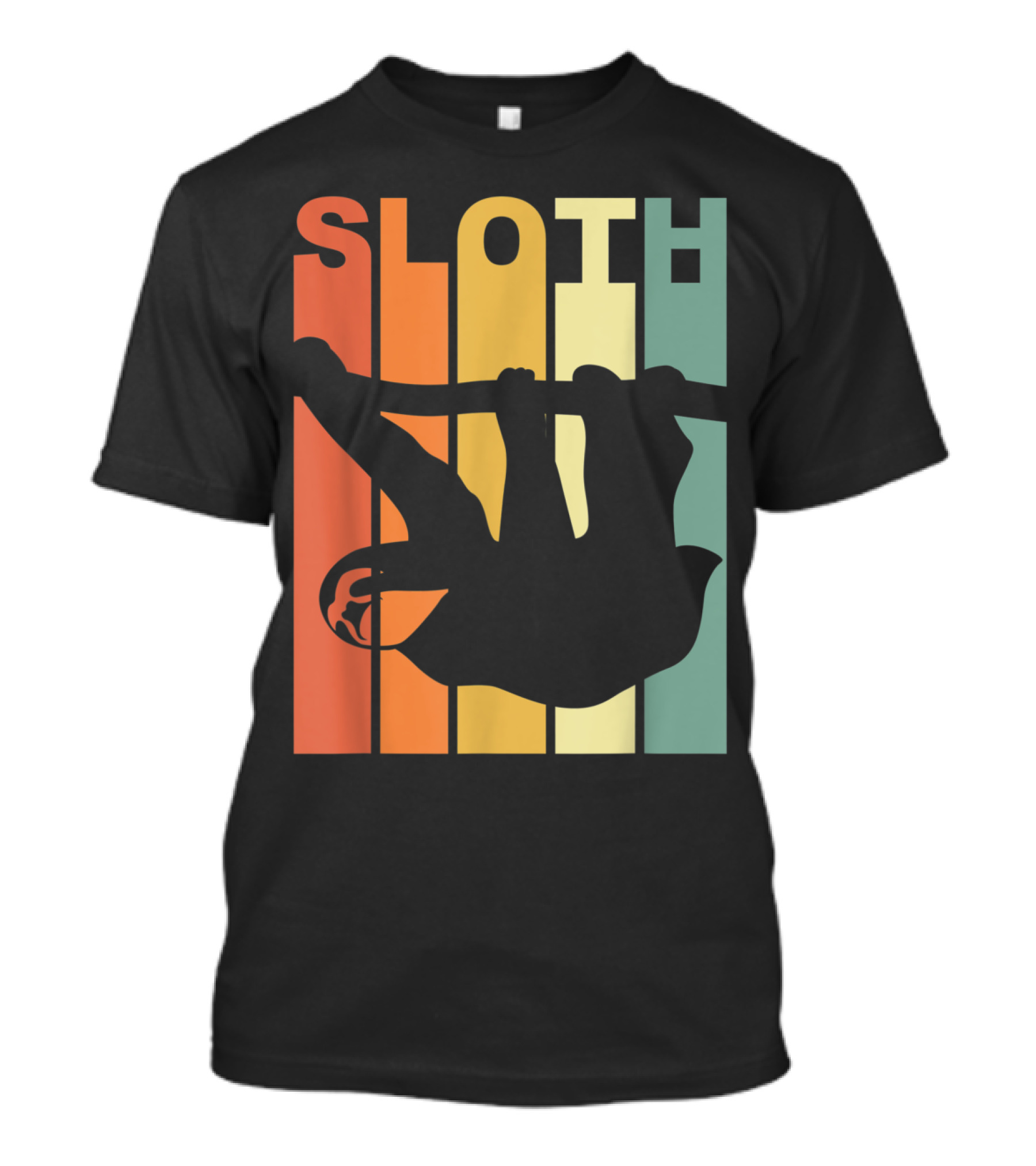 SLOTH Vintage Retro Silhouette Stripes T-Shirt