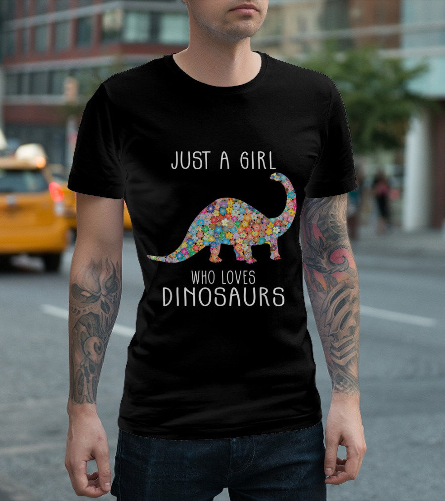 Just A Girl Who Loves Dinosaurs Floral T-Shirt