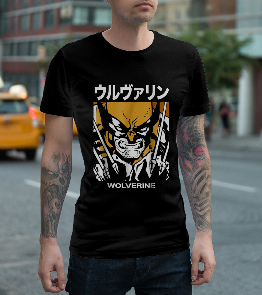 Wolverine X-Men Kanji Blades Pose T-Shirt