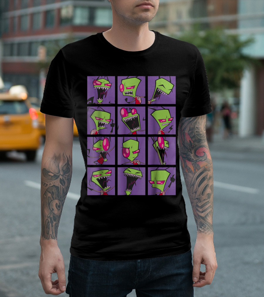 Nickelodeon Invader Zim Purple Freak Out Faces Collage T-Shirt