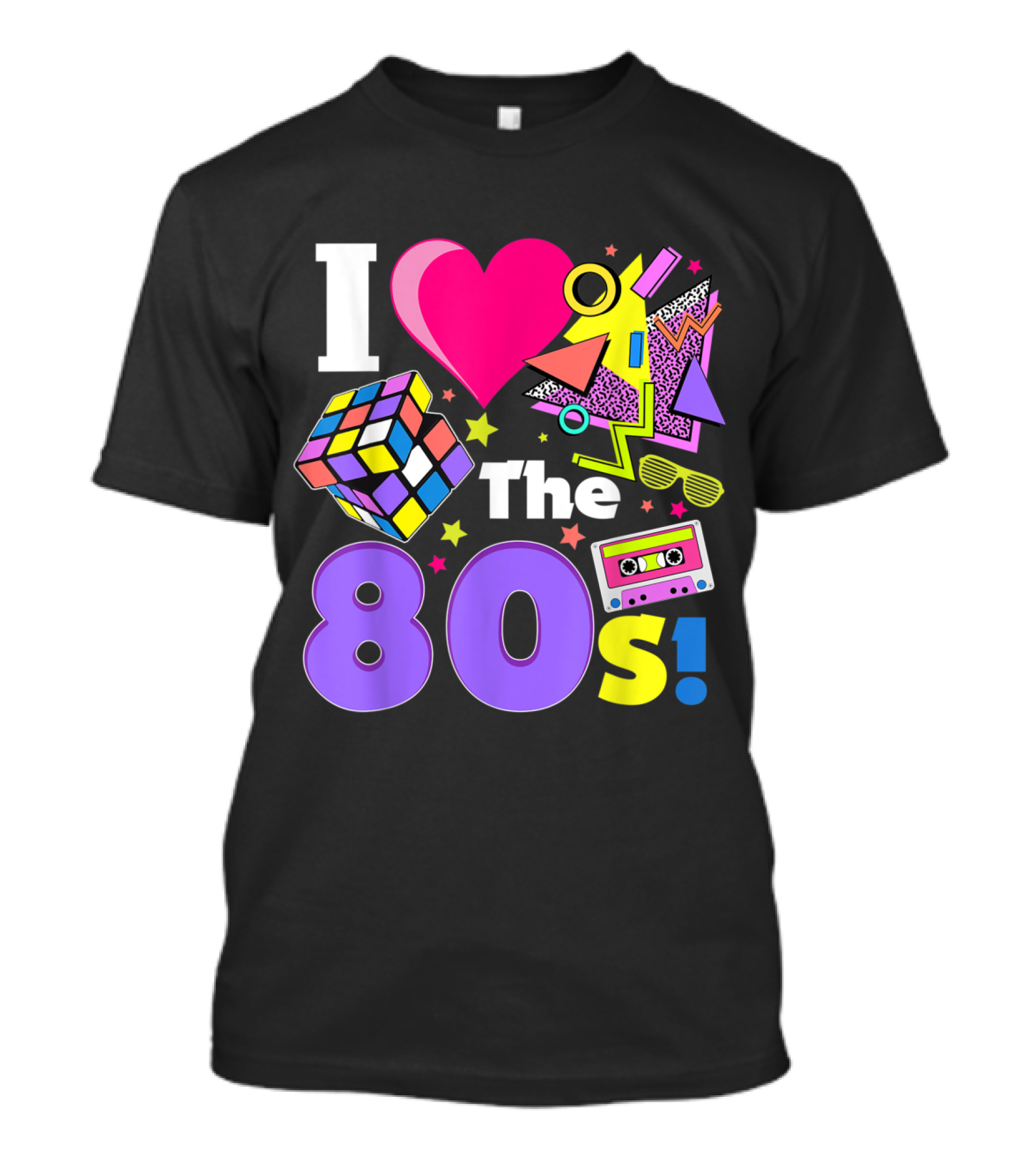 I Love The 80s Vintage Costume With Rubik's Cube And Cassette Elements T-Shirt