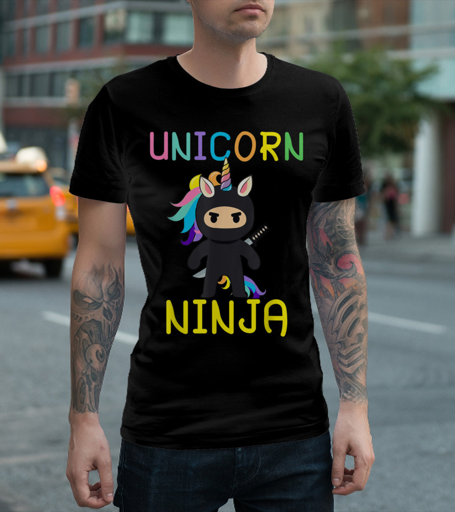Unicorn Ninja Cute Rainbow Fighter Lover T-Shirt