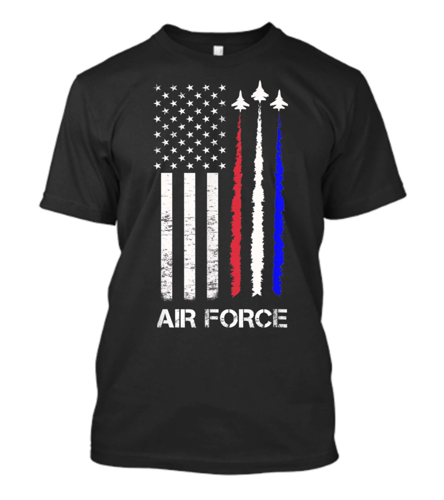 US Air Force American Flag Fighter Jets Red White Blue Flyover T-Shirt