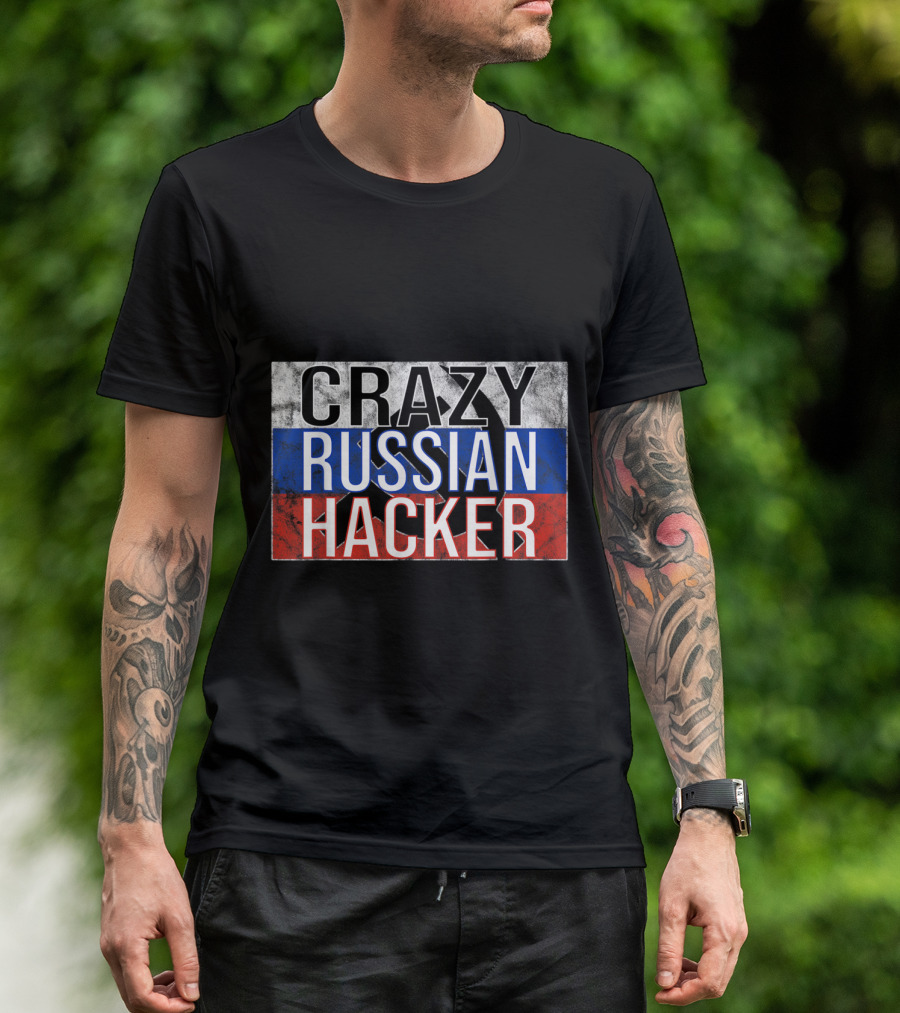 Crazy Russian Hacker Coder Developer Nerds T-Shirt