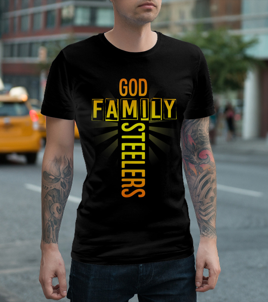 God Family Steelers Father's Day Pro Us Flag T-Shirt