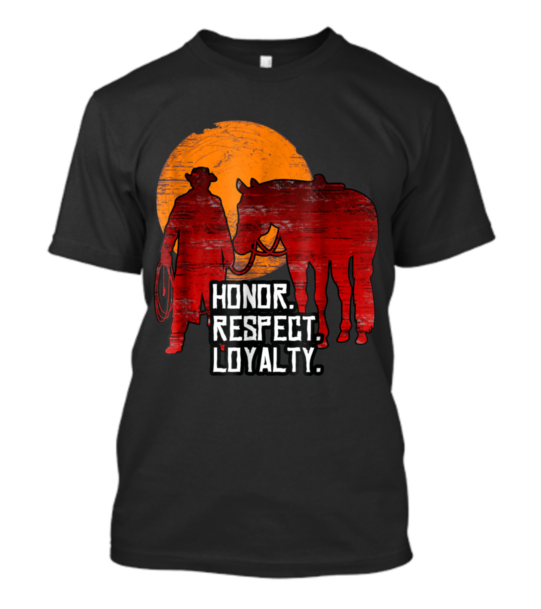 Honor Respect Loyalty Cowboy Red Horse Sunset T-Shirt