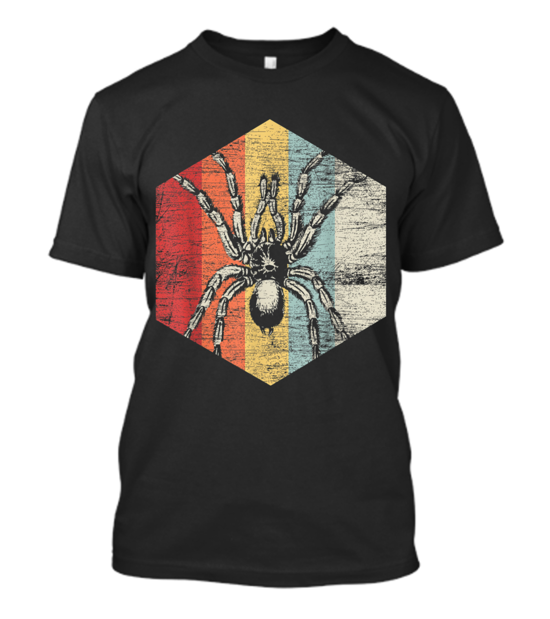 Scary Spider Halloween Tarantula Retro Hexagon T-Shirt