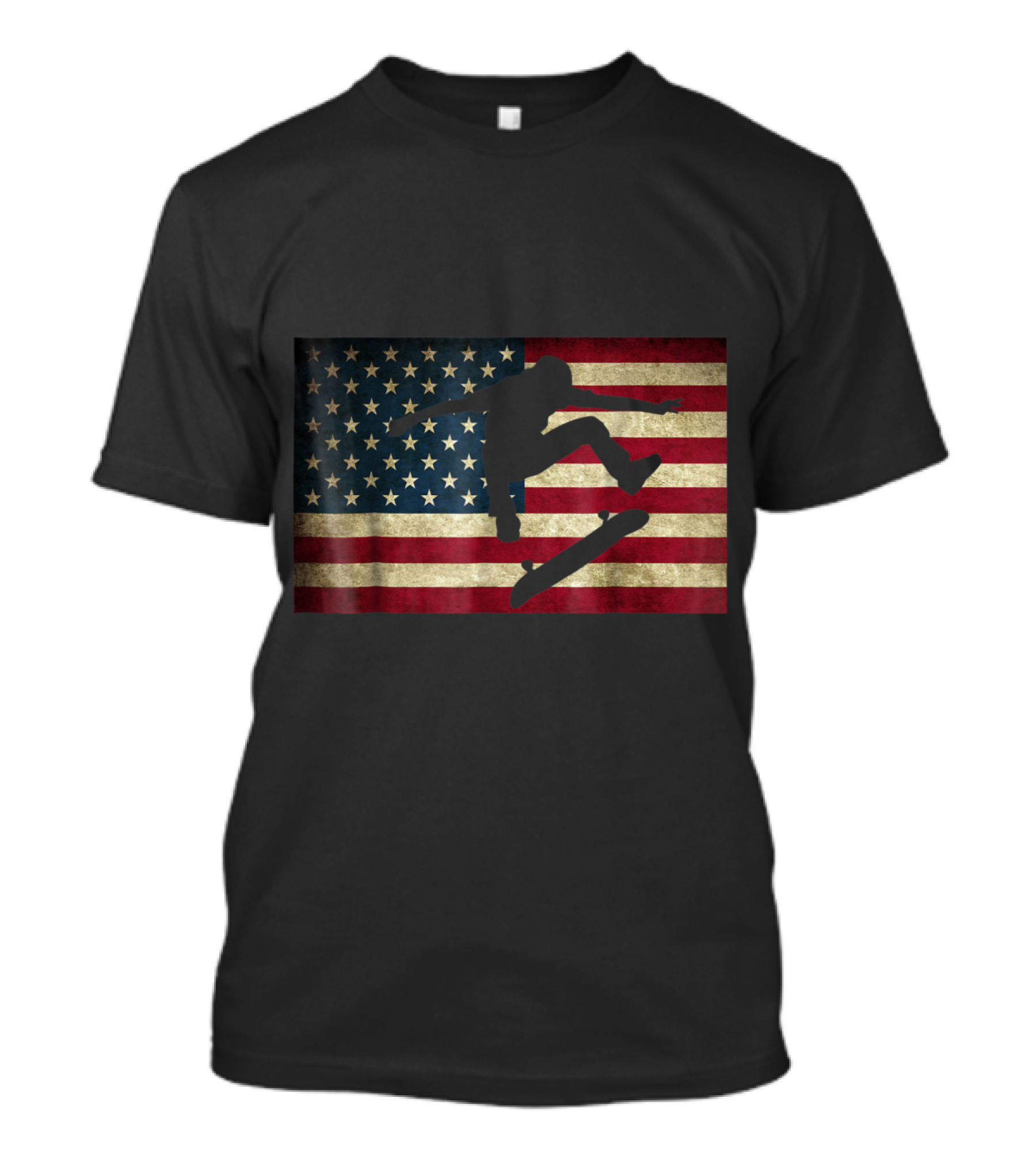 American Flag With Skateboarding T-Shirt