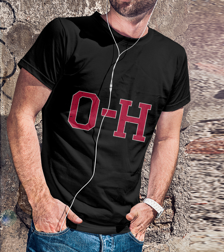 Vintage O H I O Red Block Letters T-Shirt