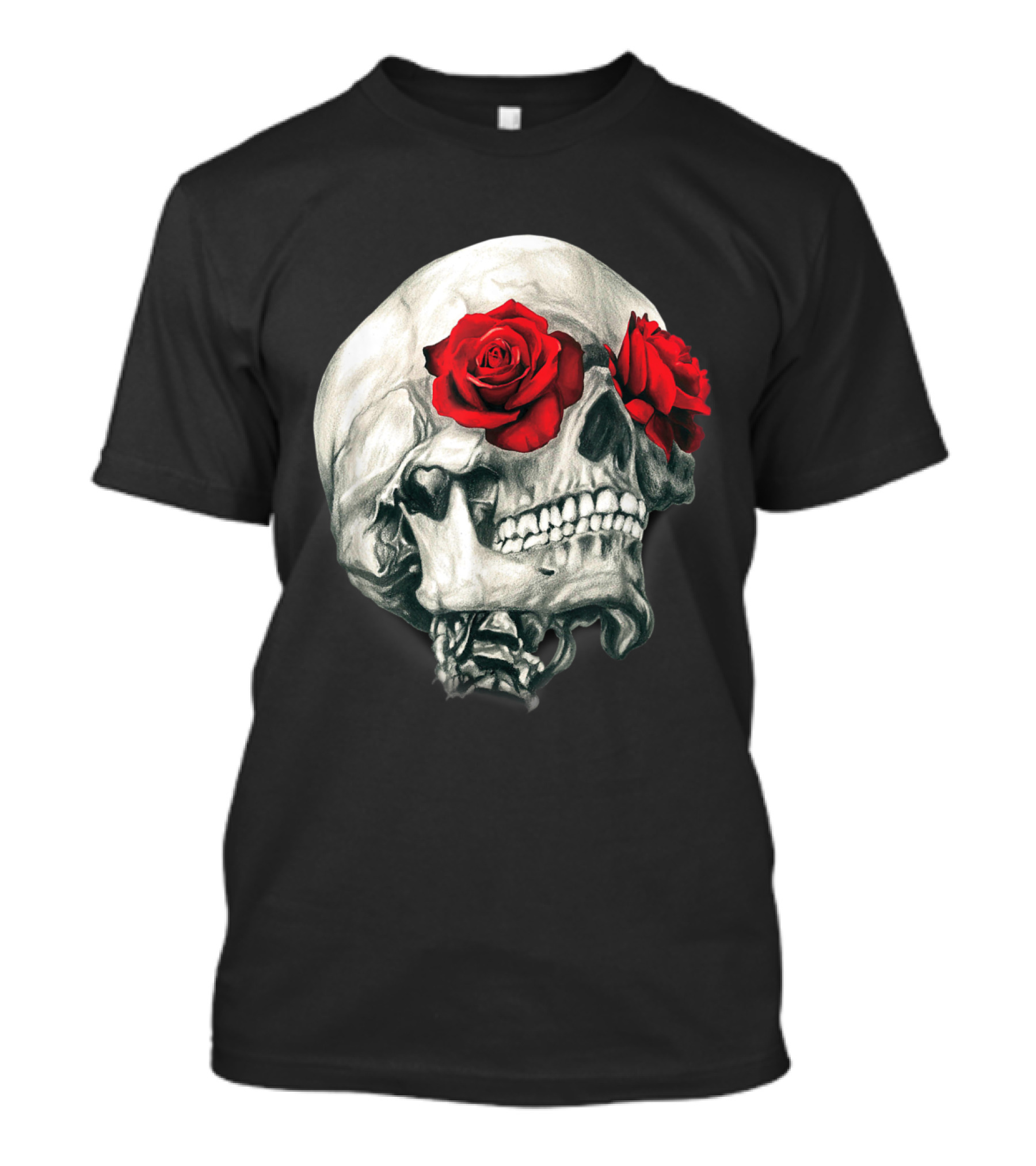 Skull Roses Cool Skulls Flowers Rockers Red Rose Skull T-Shirt