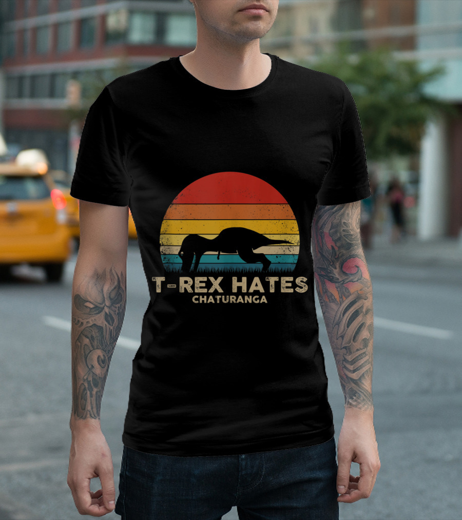 T-Rex Hates Chaturanga Vintage Yoga Humor T-Shirt