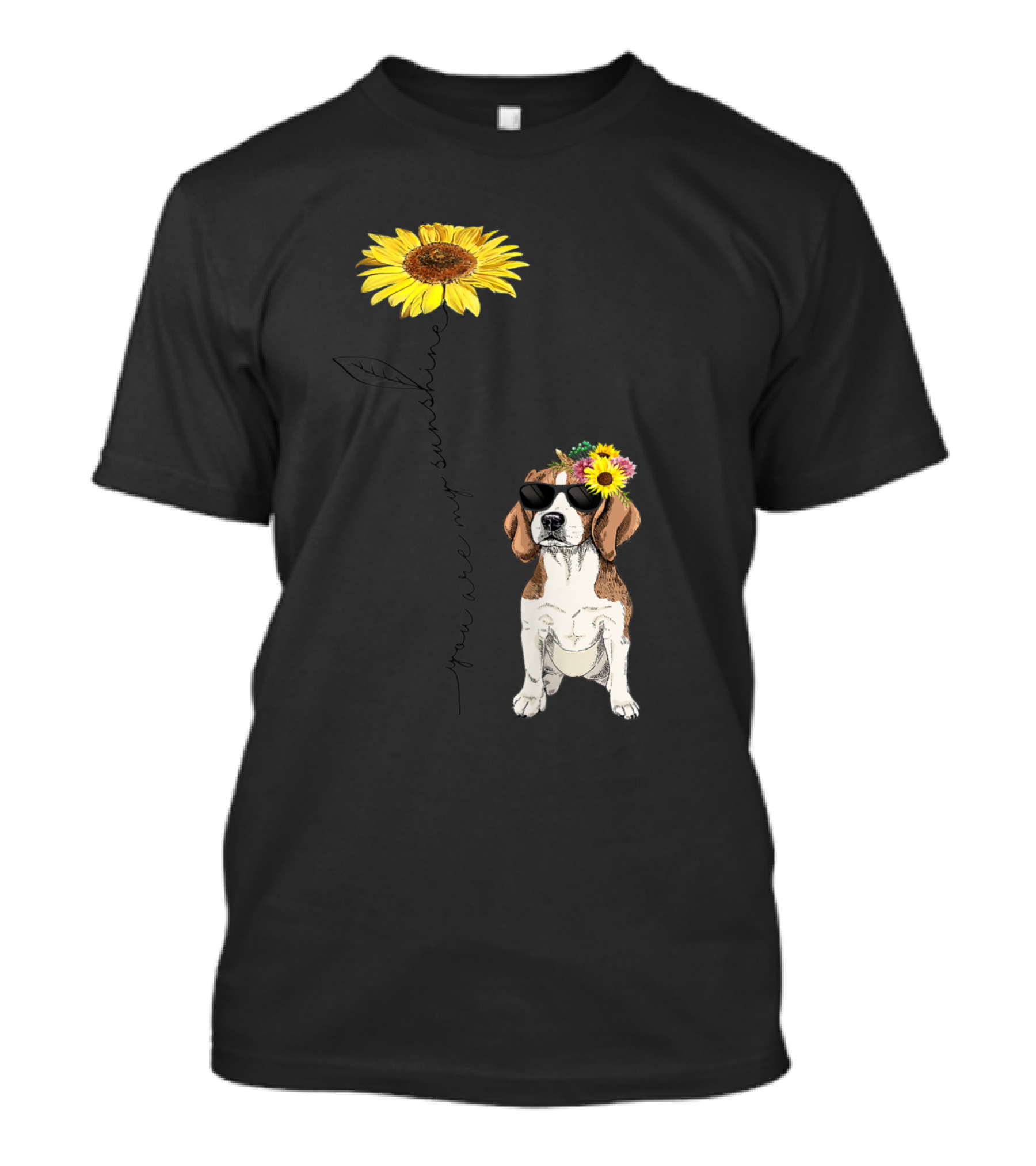 You Are My Sunshine Beagle Sunflower Dog With Sunglasses T-Shirt