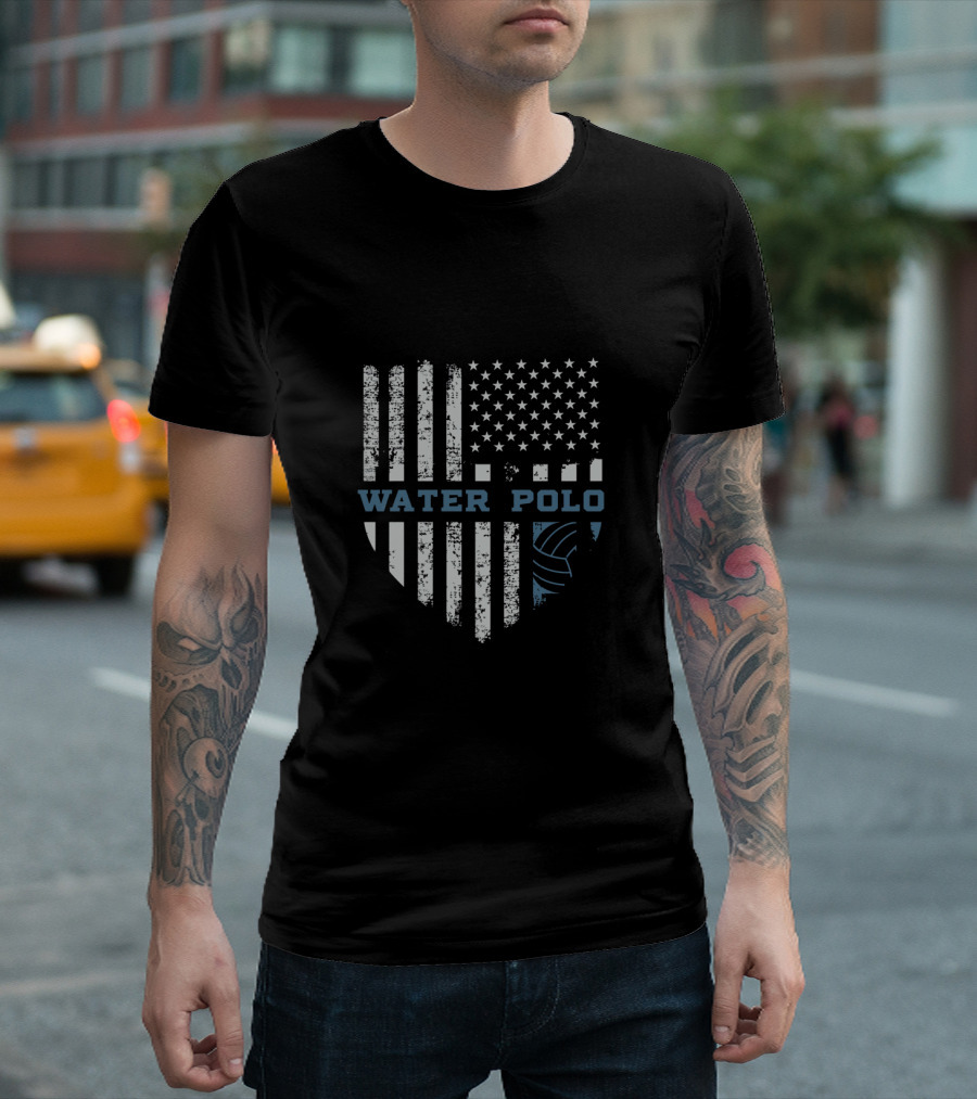 USA Flag Vintage Water Polo American Shield T-Shirt