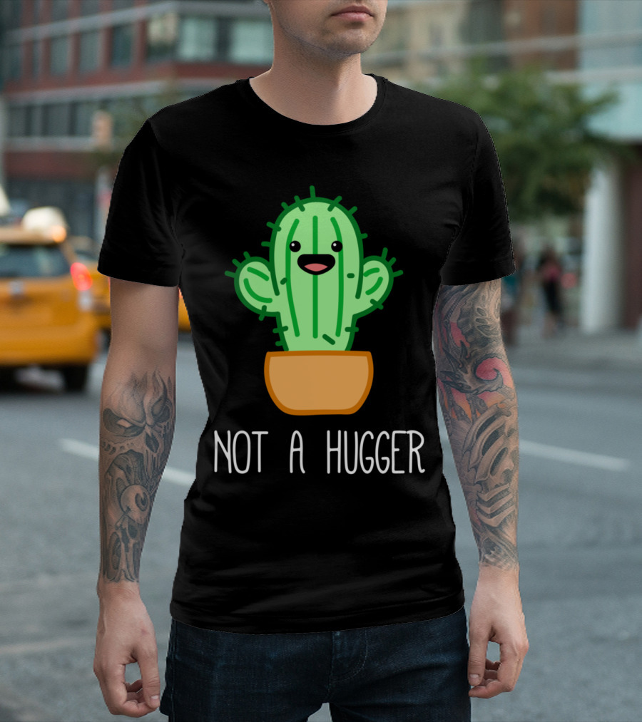 Cute Kawaii Cactus Not A Hugger Meme T-Shirt
