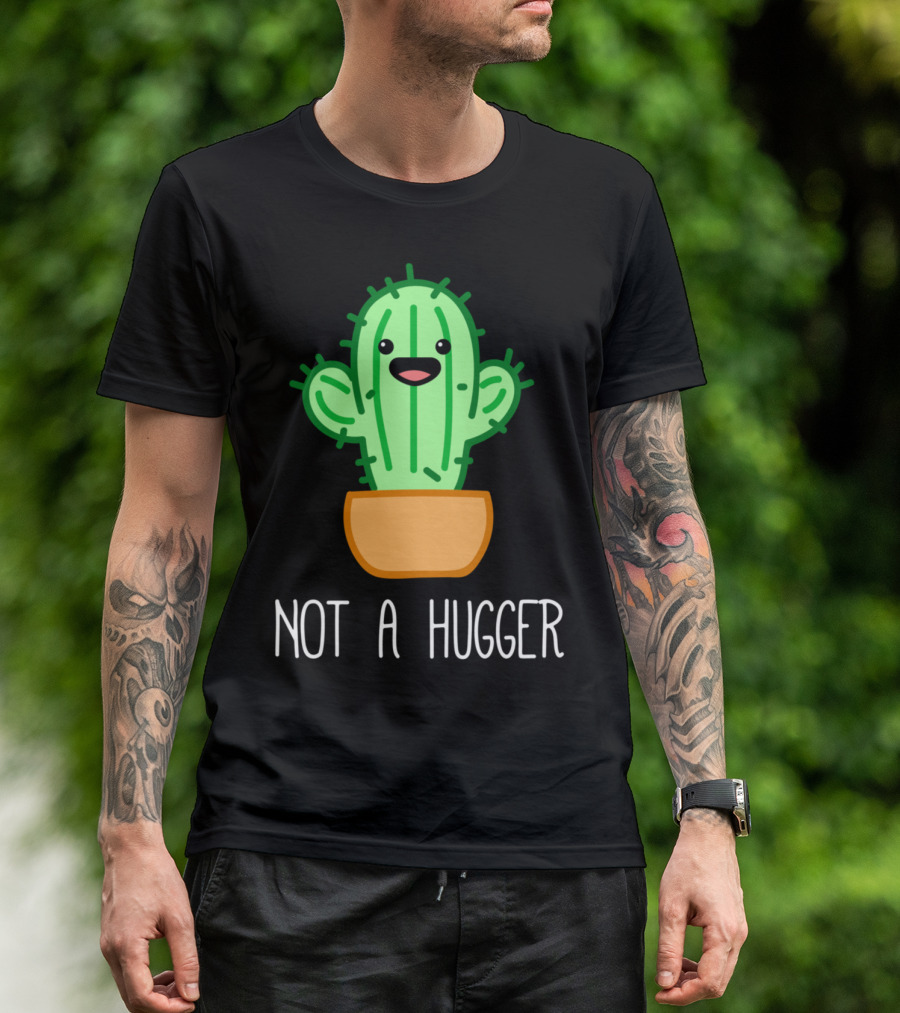 Cute Kawaii Cactus Not A Hugger Meme T-Shirt