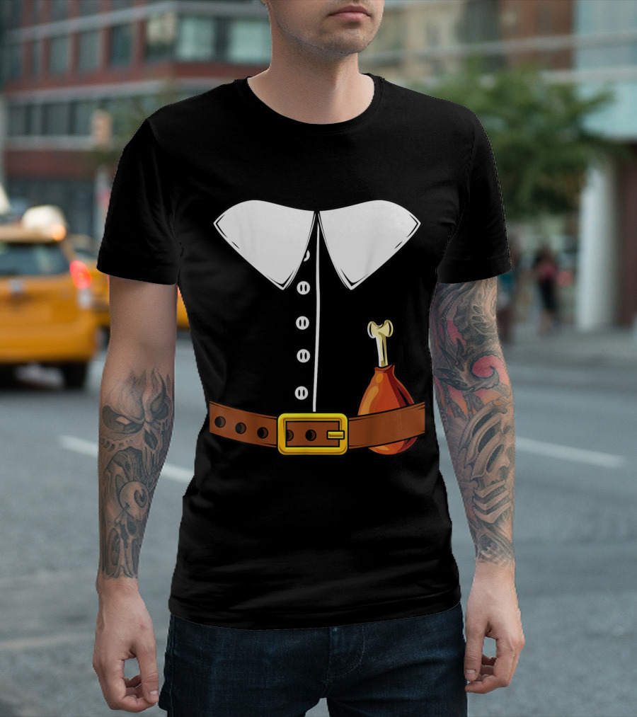 Pilgrim Costume Colonist Thanksgiving Turkey Day T-Shirt