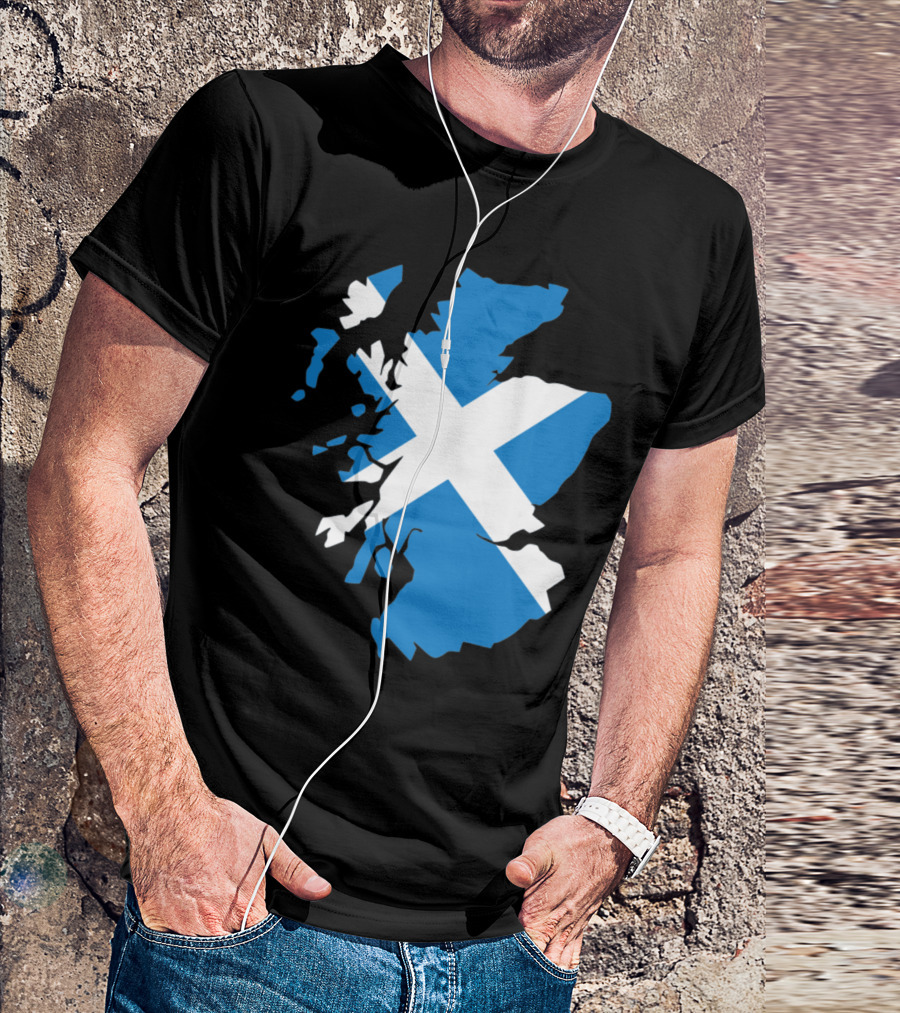 Scotland Map Flag Saltire T-Shirt