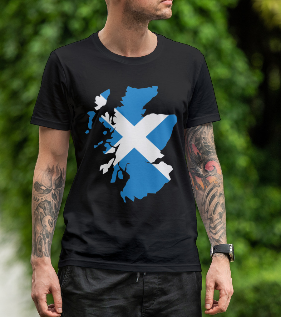Scotland Map Flag Saltire T-Shirt