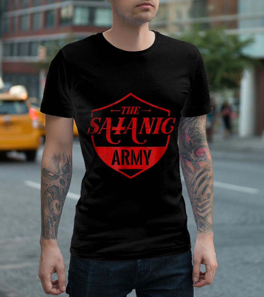 The Satanic Army Red Shield Emblem T-Shirt