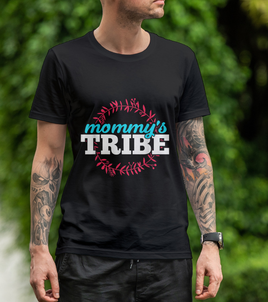 Mommy's Tribe With Cheerful Floral Circle T-Shirt