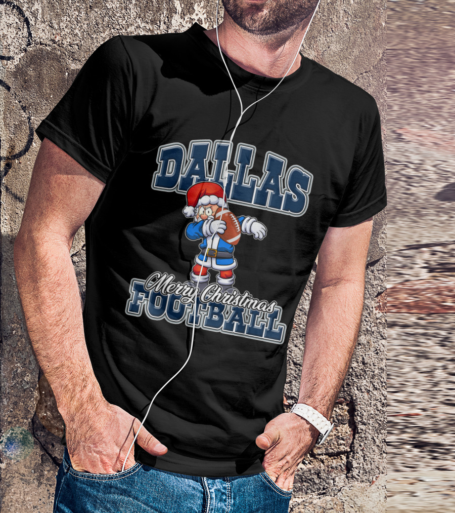 Dallas Merry Christmas Dabbing Santa Football T-Shirt