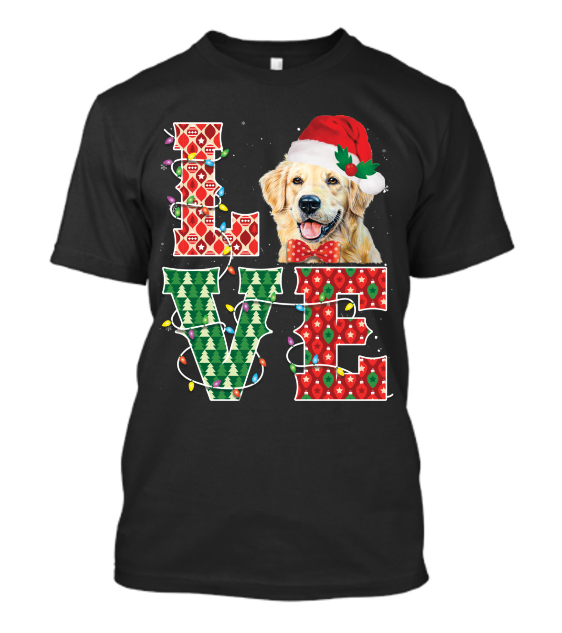 Love Golden Retriever Christmas Santa Hat T-Shirt