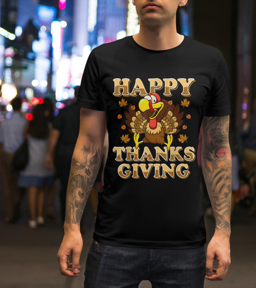 Happy Thanksgiving Girls Kids Turkey Day Happy Thanksgiving Turkey T-Shirt