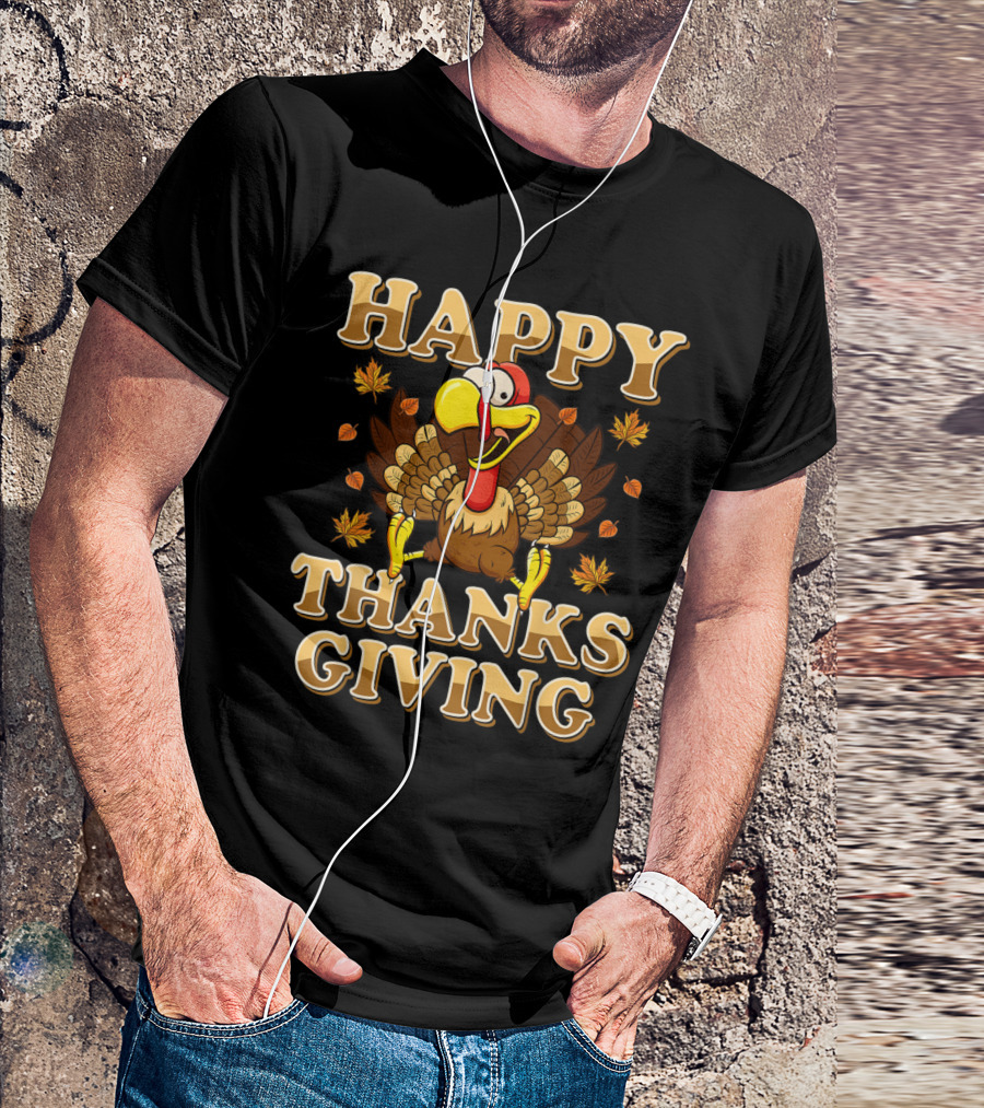 Happy Thanksgiving Girls Kids Turkey Day Happy Thanksgiving Turkey T-Shirt