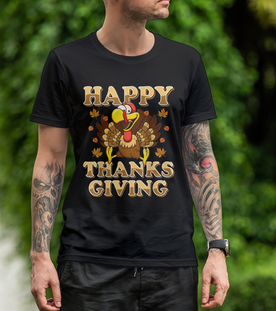 Happy Thanksgiving Girls Kids Turkey Day Happy Thanksgiving Turkey T-Shirt