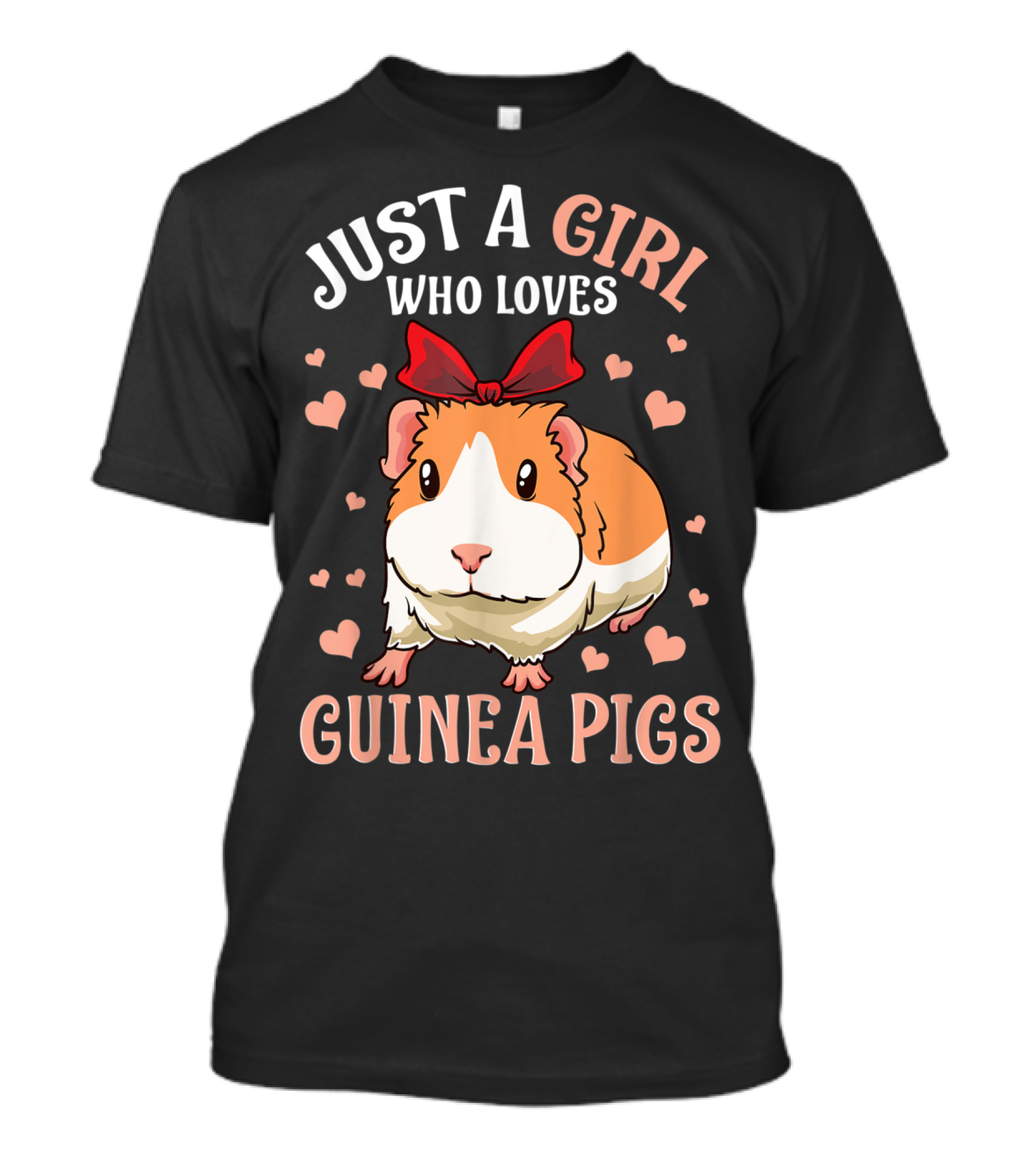 Just A Girl Who Loves Guinea Pigs Cute Pet Lover Girls Cavy Hearts T-Shirt