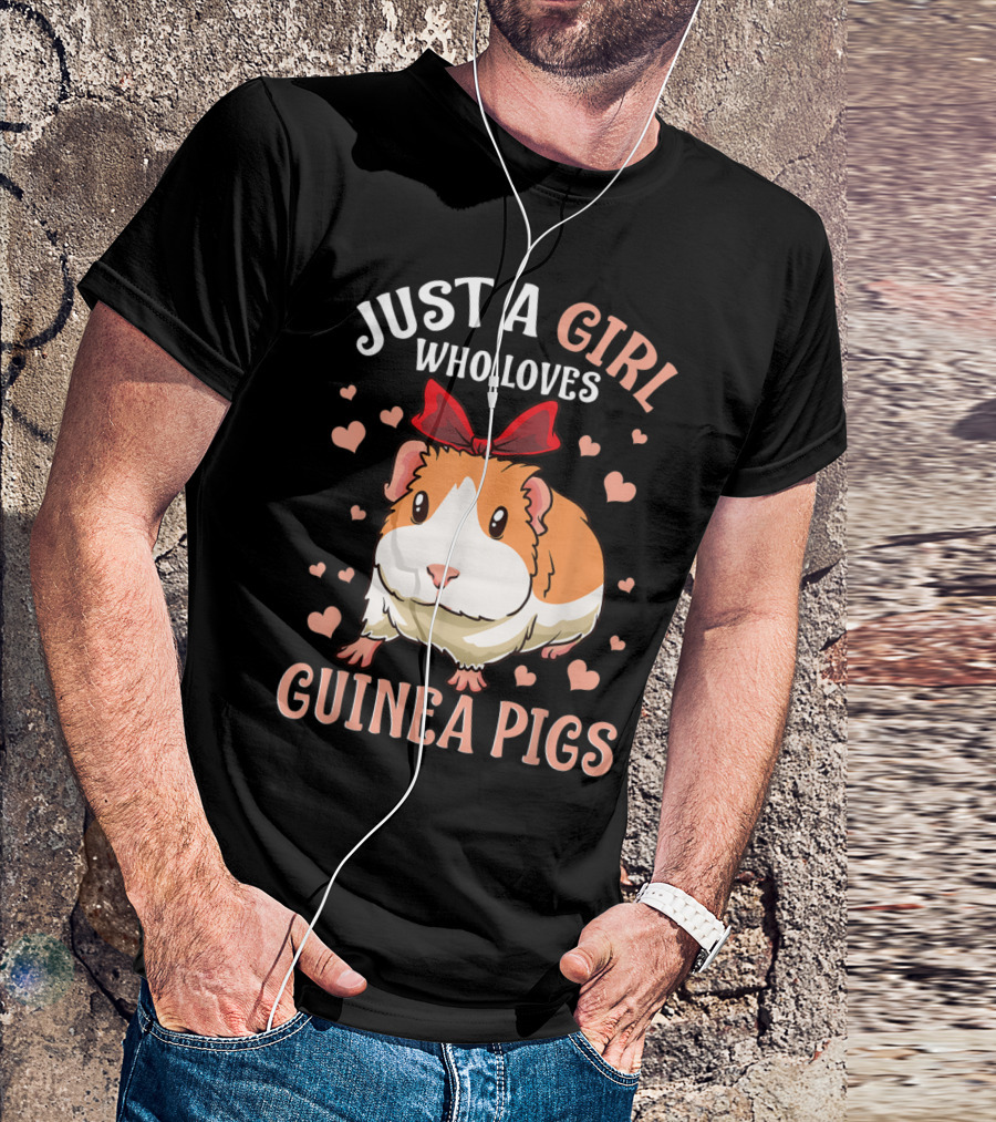 Just A Girl Who Loves Guinea Pigs Cute Pet Lover Girls Cavy Hearts T-Shirt